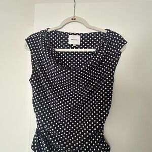 Reformation Navy and White Polka Dot Blouse-
Aletta Knit Top